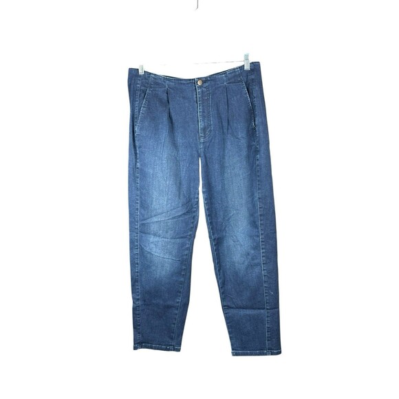 Eileen Fisher Women’s Lantern Pleated Denim Jeans | Blue Wide Leg Barrel Size 14 - Picture 2 of 10